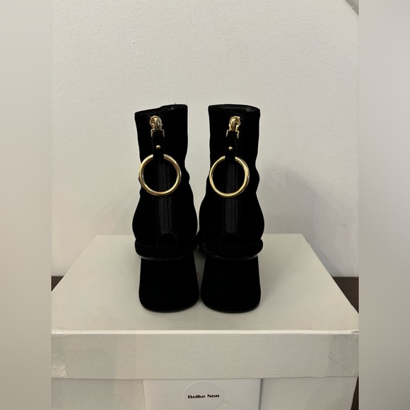 Reike Nen Black Velvet ankle mid-heel booties size US 5/ EU 35 - worn <5 times - Picture 9 of 10